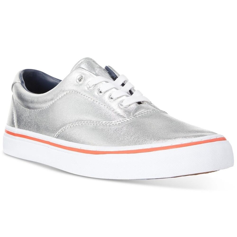 Polo Ralph Lauren Men's Silver Metallic Thorton Sneakers Size 8